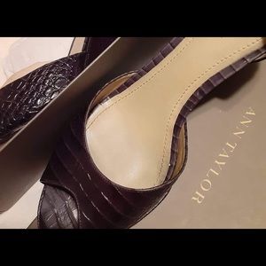 Ann Taylor Genuine Leather Croc Wedges